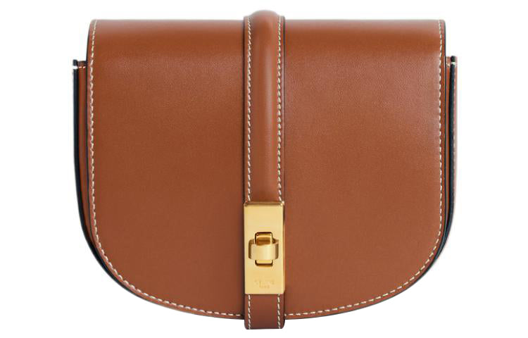 CELINE Cow Leather Portable Crossbody Bag Shoulder Bag Women's Tawny