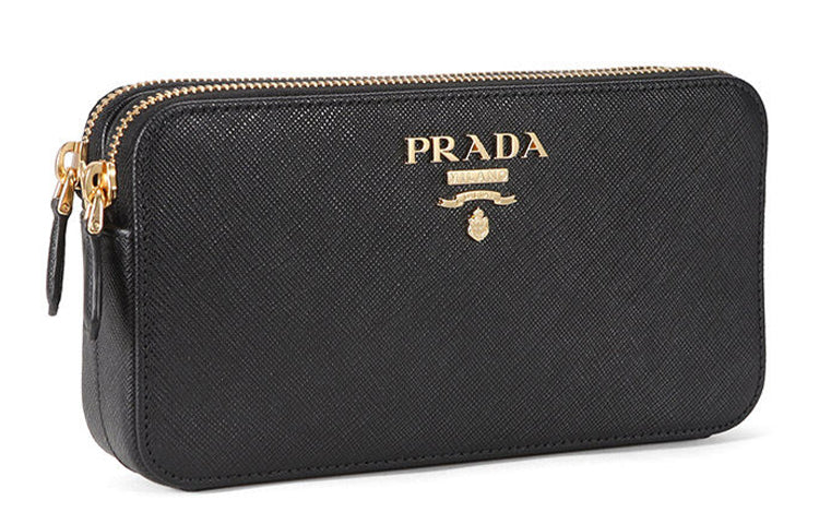 PRADA Cow Leather Shoulder Bag Women's Black