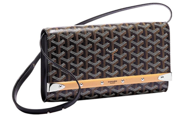GOYARD MONTE-CARLO Canvas With Leather Clutches Crossbody Bags Small Size Women's Black