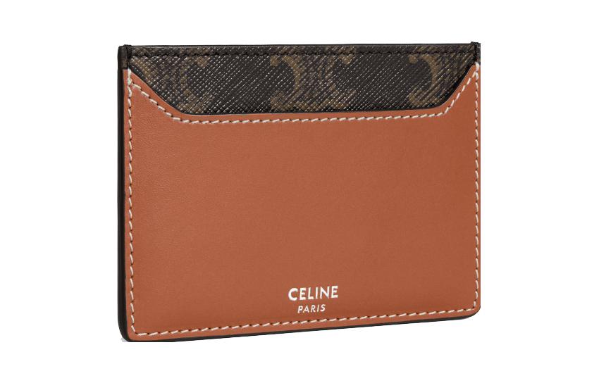 CELINE Cow Leather Card Holder Men's Tawny