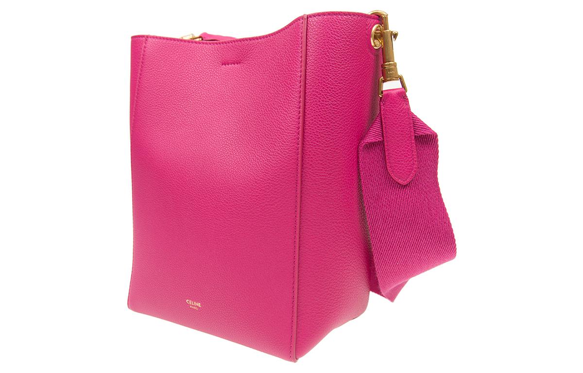 CELINE Cow Leather Shoulder Bag Crossbody Bag Regular Women's Pink
