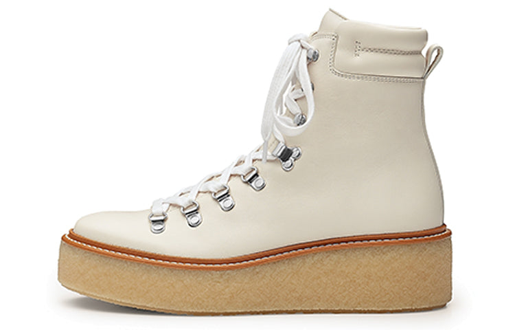HERMES Discovery Ankle Boots Women's White Brown