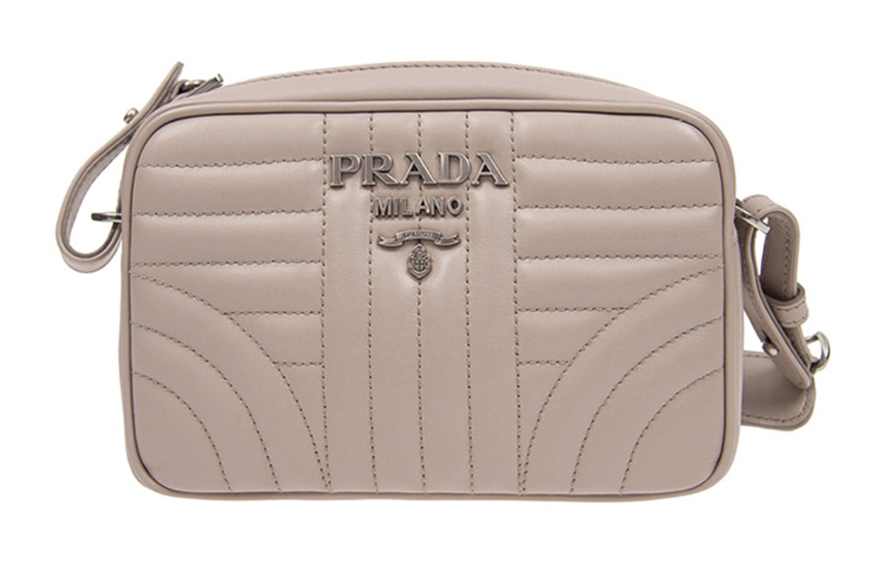 PRADA Cow Leather Shoulder Bag Women's Gray