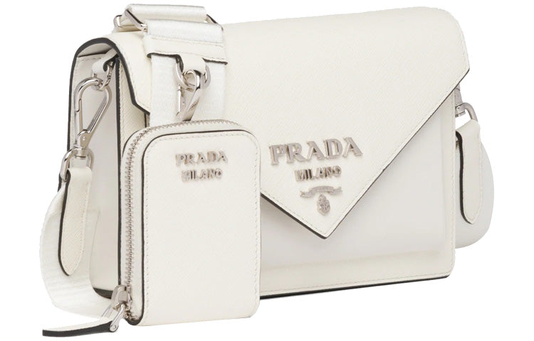 PRADA Cow Leather Handbags Shoulder Bags Women's White