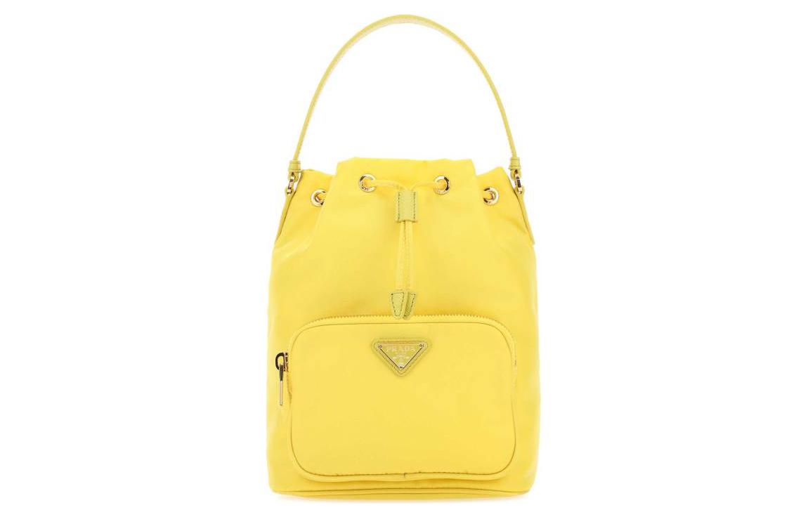 PRADA Duet Recycled Nylon Fabric Crossbody One Shoulder Handbags Women's Yellow