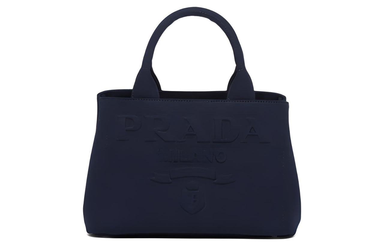 PRADA Cotton Canvas Tote Bag Shopping Bag Shoulder Bag Crossbody Bag Handbag Women's Marine Blue