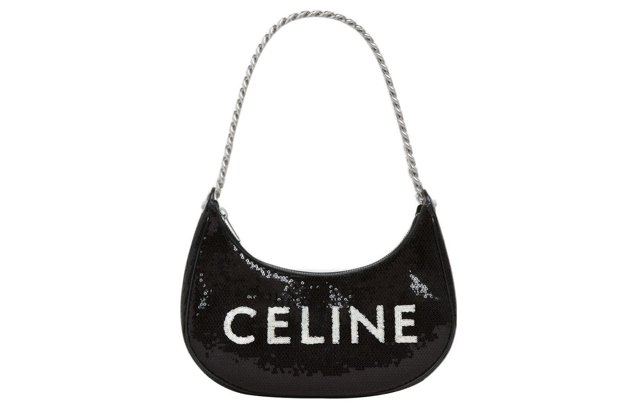 CELINE AVA Sheepskin Handbag, Shoulder Bag Women's Black