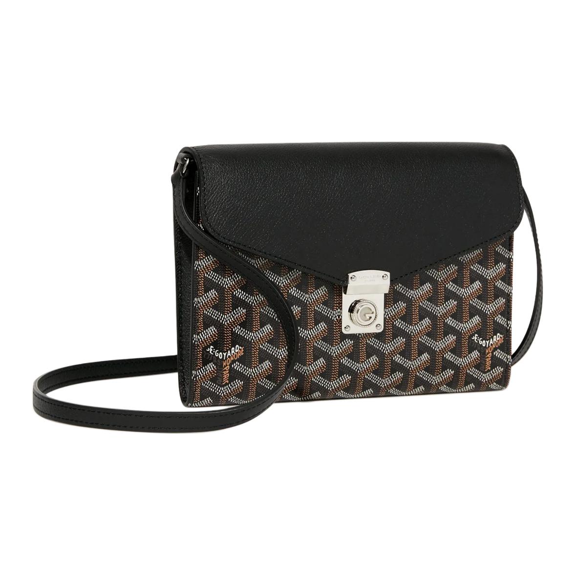 GOYARD Canvas With Calfskin Shoulder Bag Crossbody Bag Unisex Black