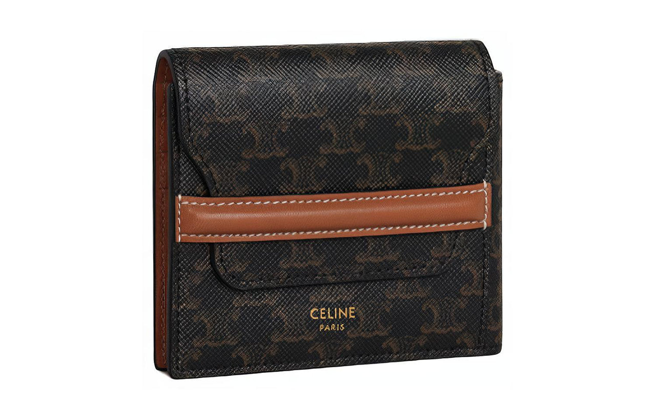 CELINE Flap Origami Wallet In Triomphe Canvas And Lambskin