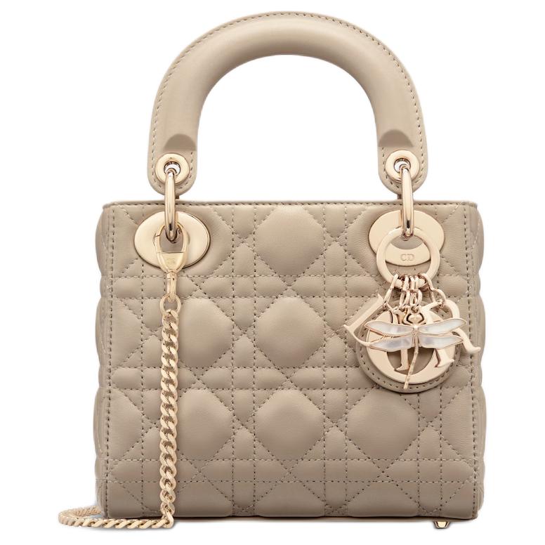 DIOR Lady Dior Lambskin Shoulder Bag Crossbody Bag Handbag Mini Women's Sand