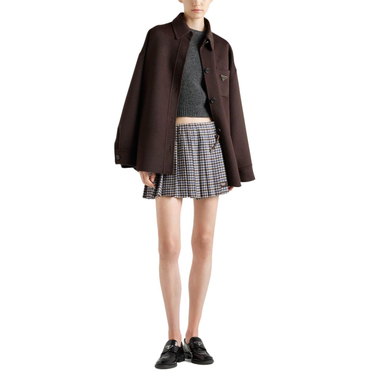 PRADA Checked Wool Mini Skirt