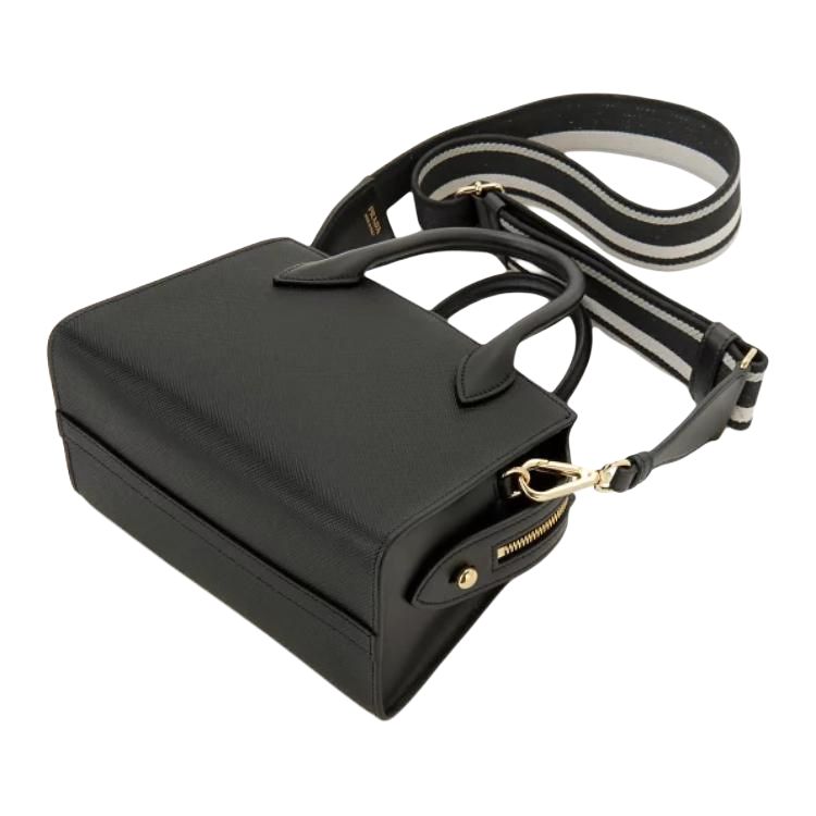 PRADA Cross-Stitch Leather Shoulder Bag Crossbody Bag Handbag Women's Black