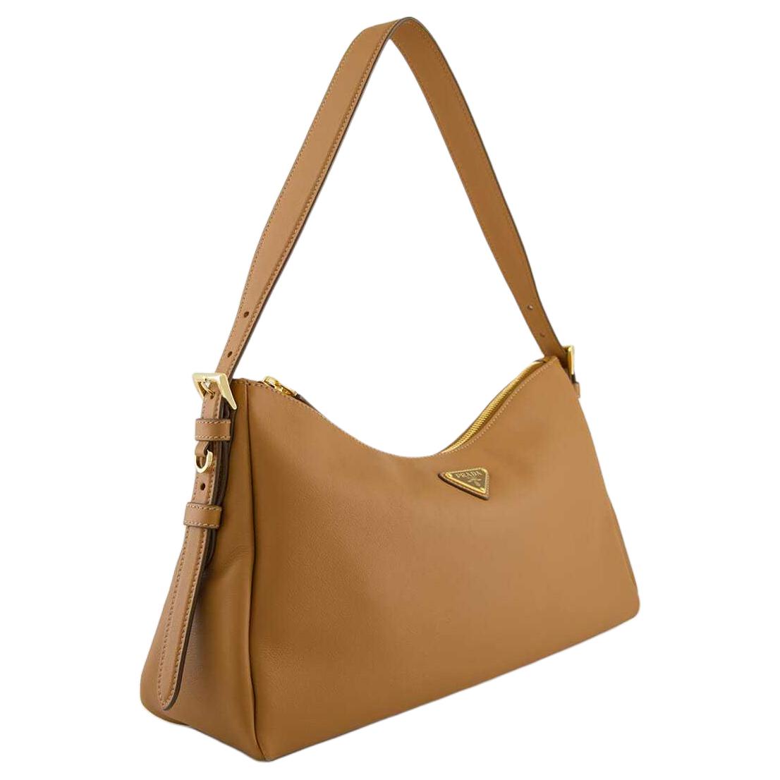 PRADA Calfskin Shoulder Bag Regular Women's Caramel Brown