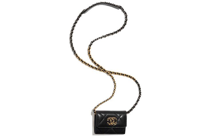 CHANEL 19Bag Goatskin Handbag, Shoulder Bag, Crossbody Bag Regular Unisex Black