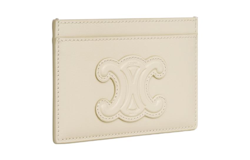 CELINE Cow Leather Card Holder Women's Stone Gray