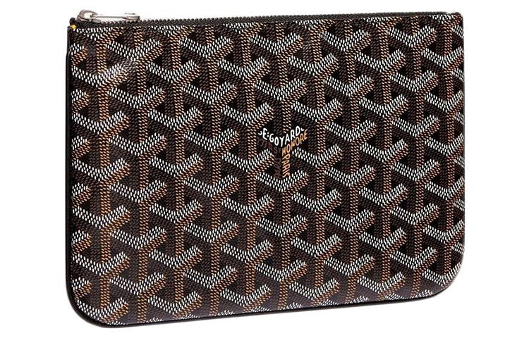 GOYARD SENAT Canvas With Leather Toiletry Bags Storage Bags Clutches Small Size Unisex Black