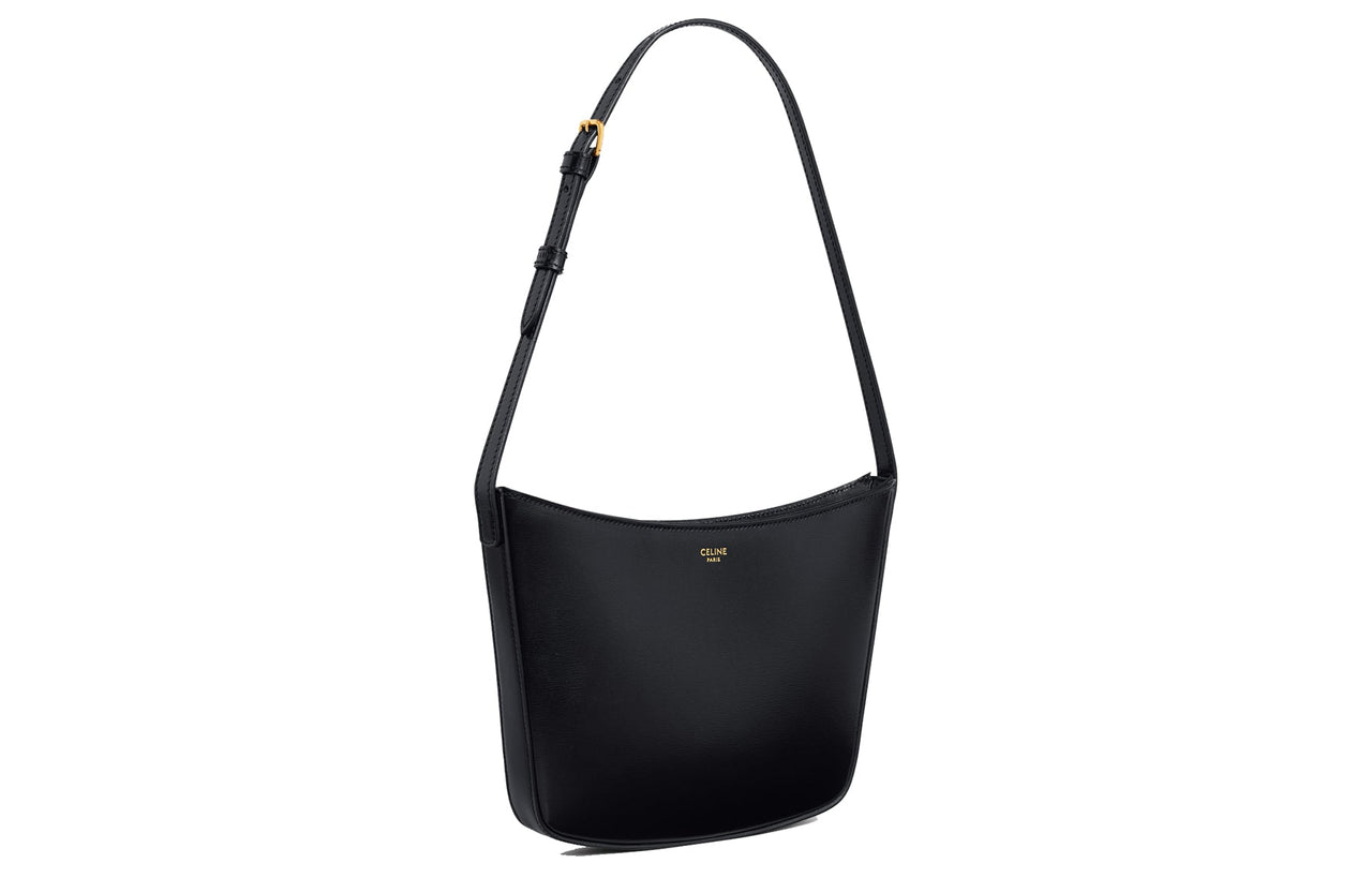 CELINE Croque Cow Leather Handbag, Shoulder Bag Women's Black