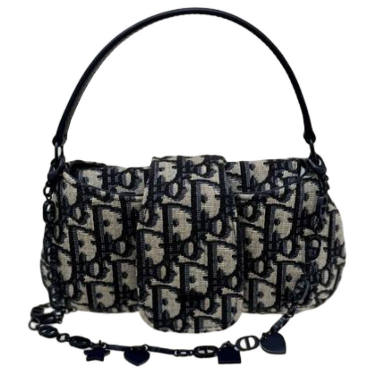 DIOR Jacquard Canvas Handbag Shoulder Bag Kids' Beige & Blue