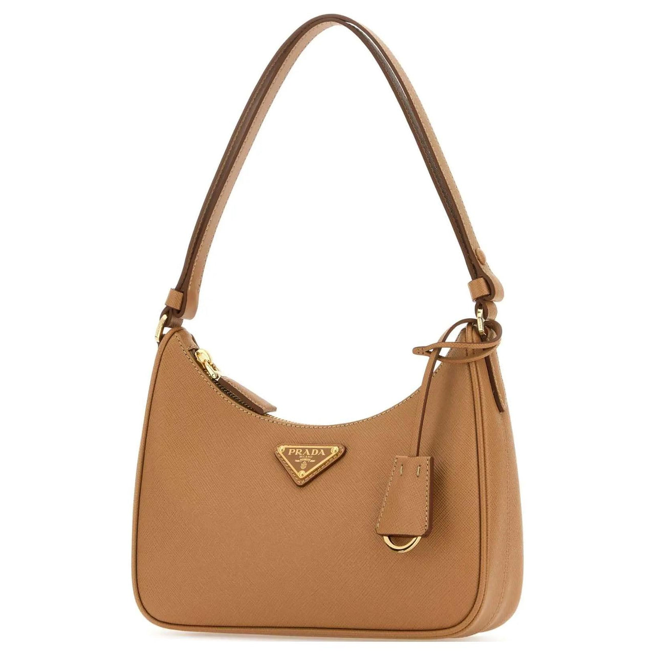 PRADA Cow Leather Handbag Shoulder Bag Women's Brown
