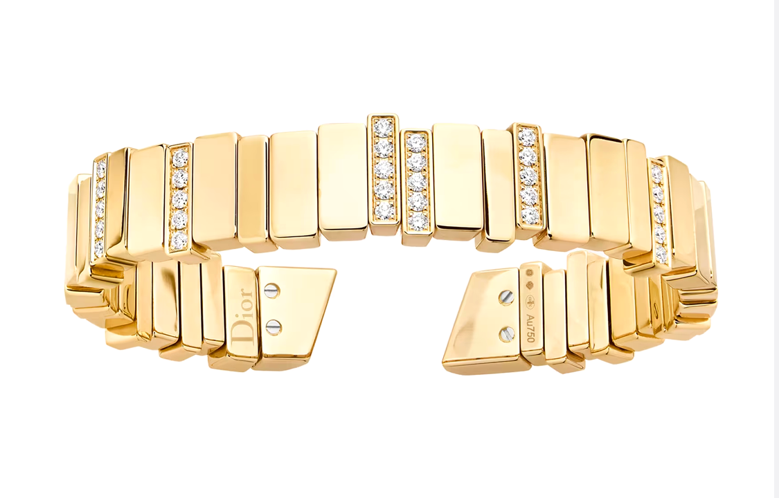 DIOR 18K Gold Diamonds Bangles Unisex Gold