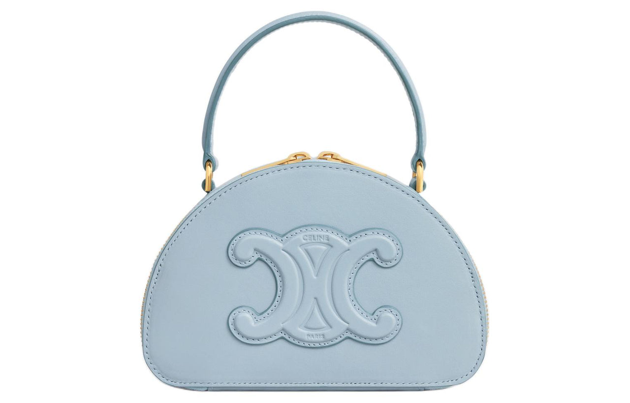 CELINE Calfskin Crescent Bag Shoulder Bag Crossbody Bag Handbag Mini Women's Light Blue