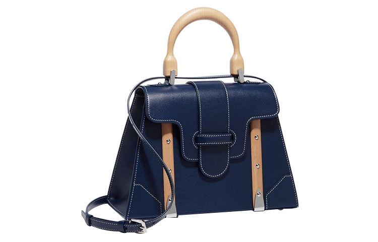 GOYARD Saigon Cross-Grain Calfskin Shoulder Bag Crossbody Bag Handbag Small Size Unisex Marine Blue