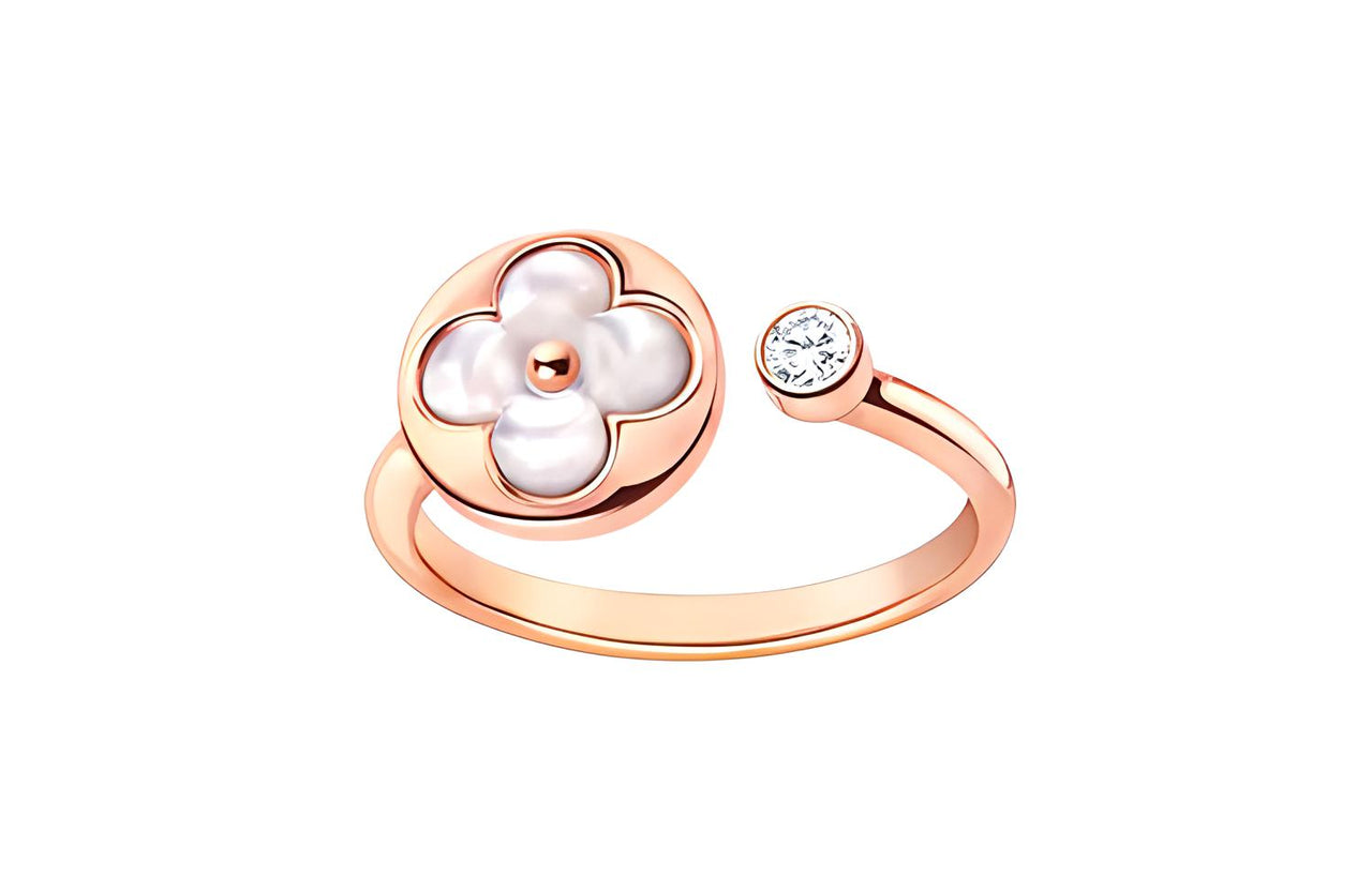 LOUIS VUITTON Color Blossom Mini Sun Ring Pink Gold White Mother-Of-Pearl And Diamond