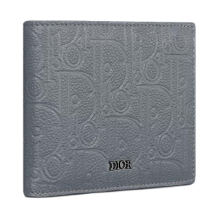 DIOR Calfskin Wallet Women's Dark Gray