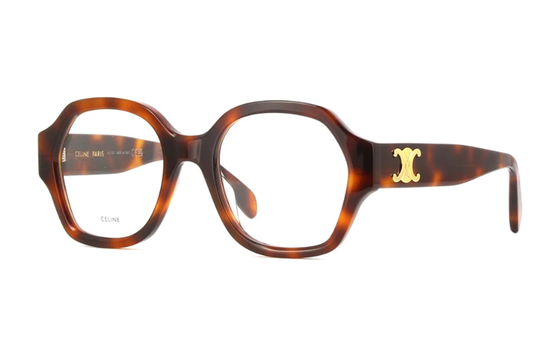 CELINE Acetate Irregular Shape Eyeglass Frames Men's Brown
