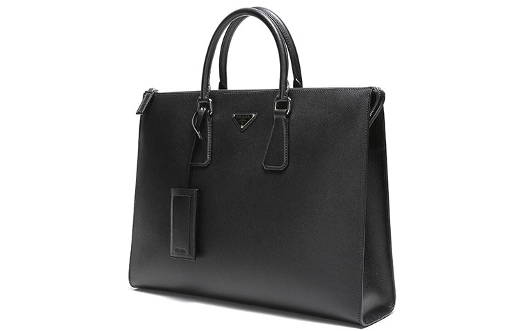 PRADA Cow Leather Briefcases Men's Black