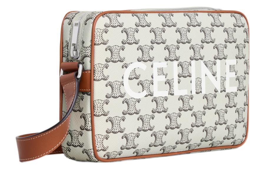 CELINE Cow Leather Messenger Bag Shoulder Bag Crossbody Bag Men's Tan And Light Brown