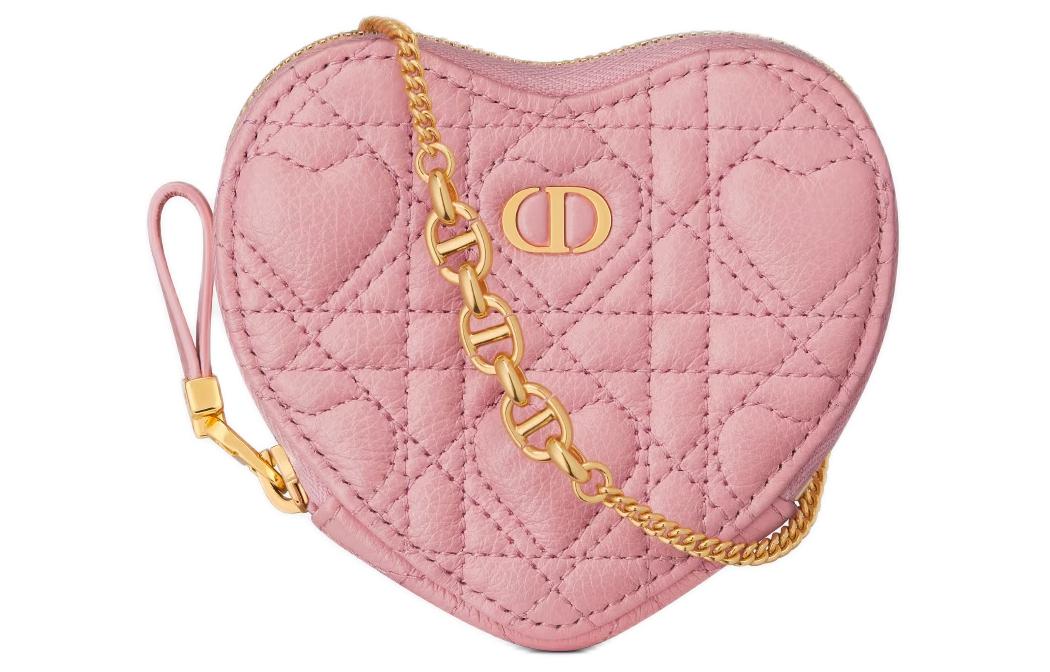 DIOR Caro Cow Leather Handheld Shoulder Bag Crossbody Bag Women's Peach Pink