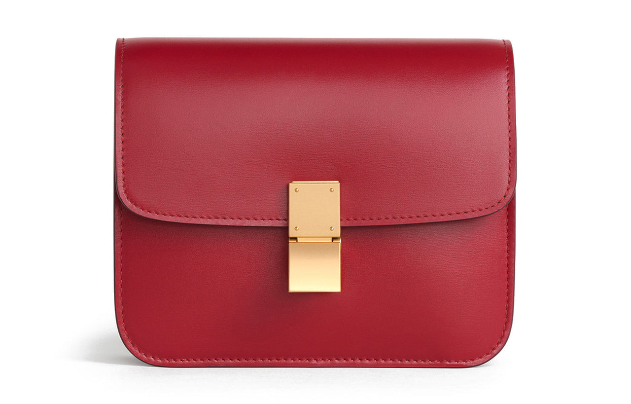 CELINE Classic Bo Polished Cow Leather Handbag, Crossbody Bag, Shoulder Bag Women's Red