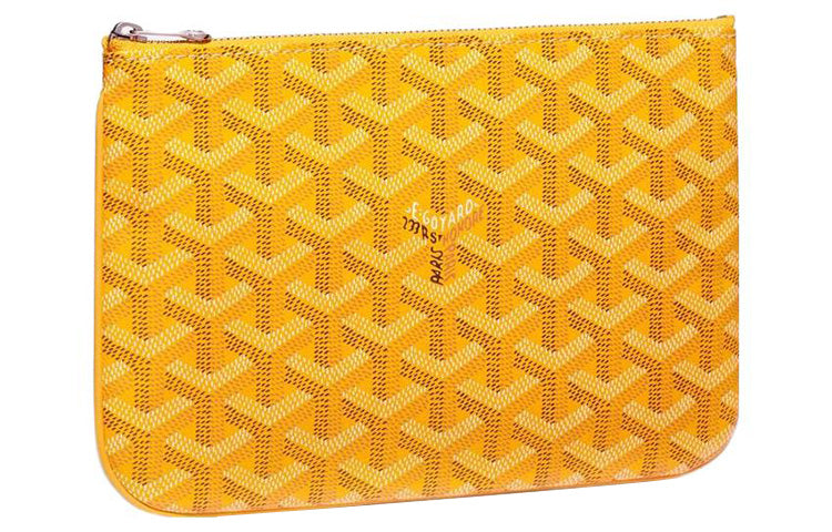 GOYARD SENAT Canvas With Leather Toiletry Bags Storage Bags Clutches Small Size Unisex Yellow