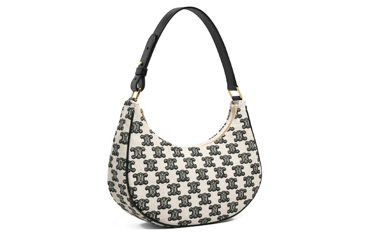 CELINE Cow Leather Handbag One Shoulder Bag Women's Black