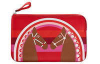 HERMES Cow Leather Clutch Women's Heart Red/Chestnut/Heart Red