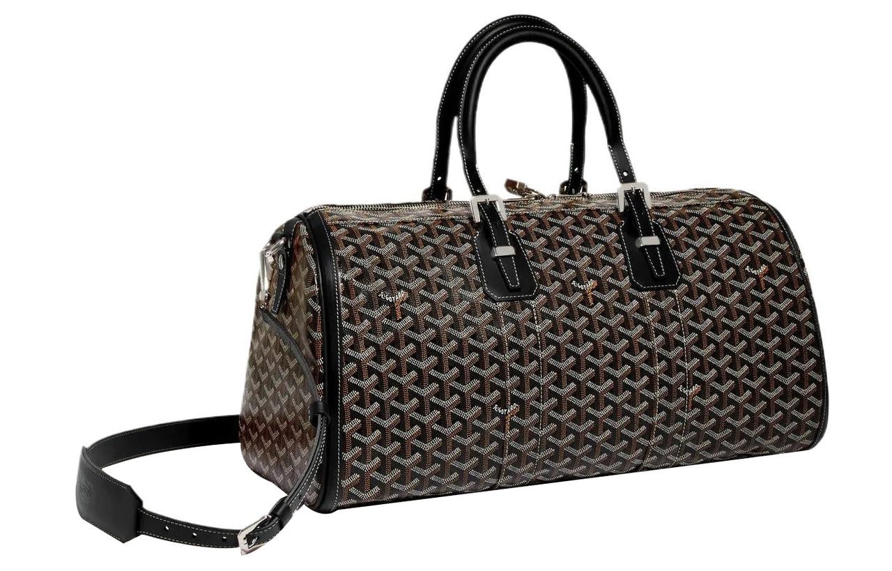 GOYARD Cuir Canvas With Leather Portable Crossbody Bag Shoulder Bag Medium Size Unisex Black