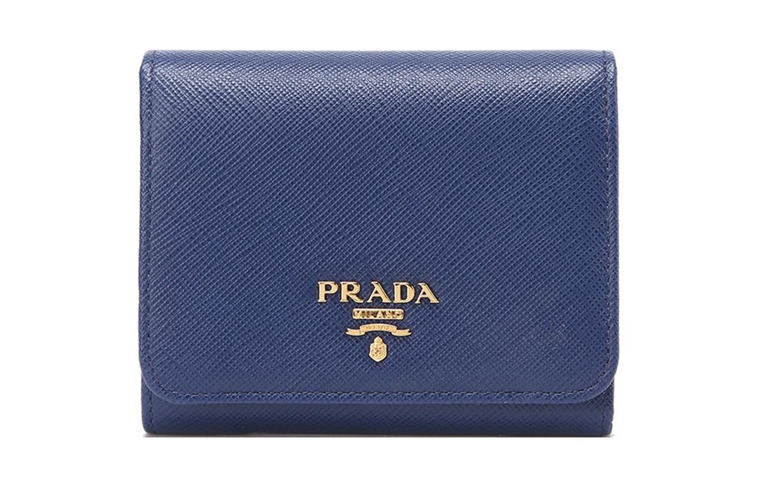 PRADA Cow Leather Wallets Coin Purses Women's Cornflower Blue