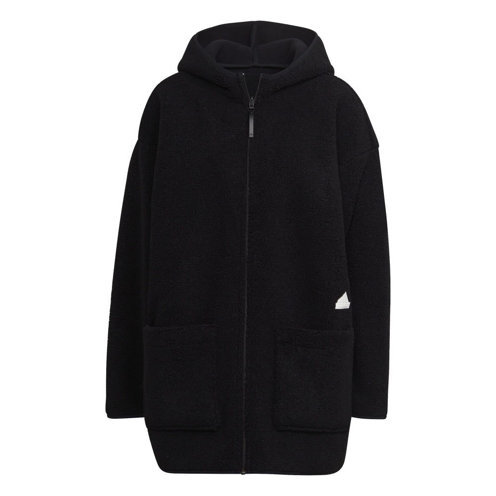 (WMNS) adidas Polar Fleece Long Hooded Track Top Asia Sizing 'Black' HM2841