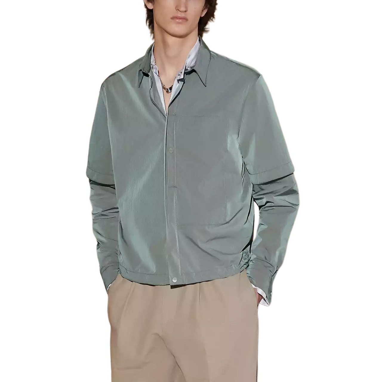 HERMES Jackets Coats Men's Light Gray