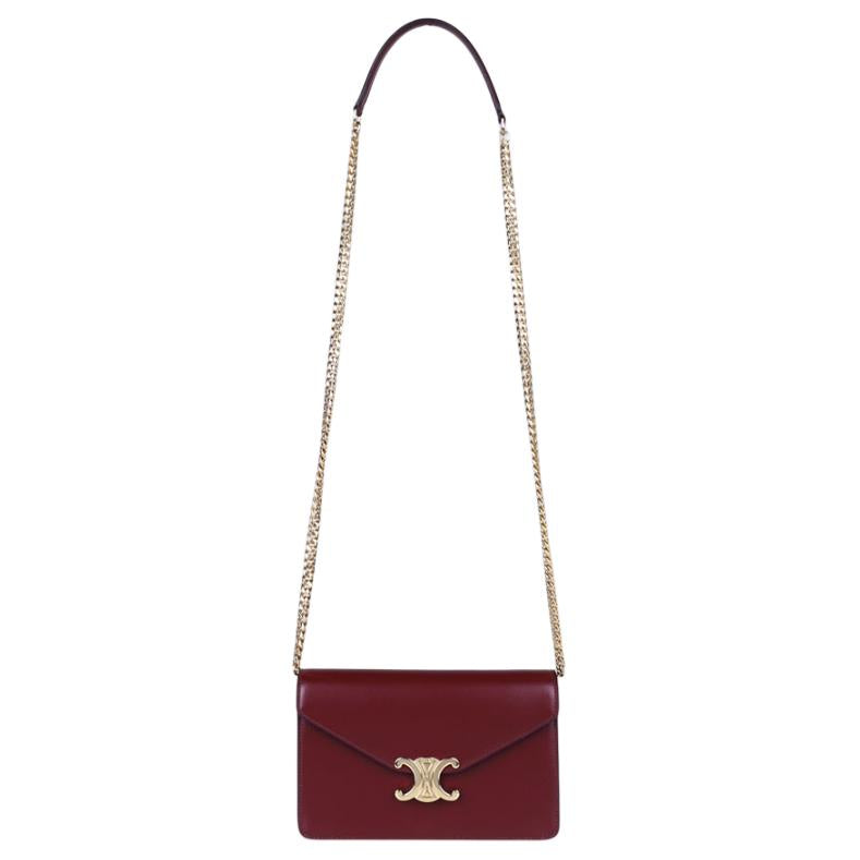 CELINE Calfskin Shoulder Bag Regular Women's Burgundy