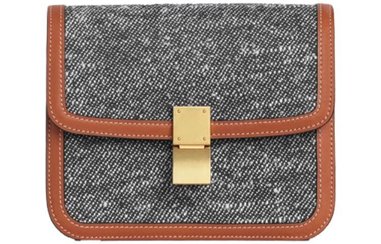 CELINE Fabric And Cow Leather Handbag, Square Bag, Shoulder Bag, Crossbody Bag Women's Marine Blue/Tawny