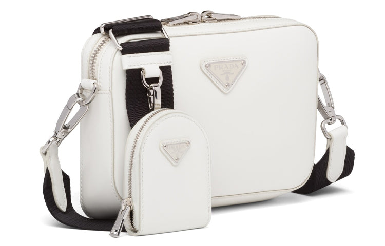 PRADA Cow Leather Crossbody Bag, Shoulder Bag Unisex White