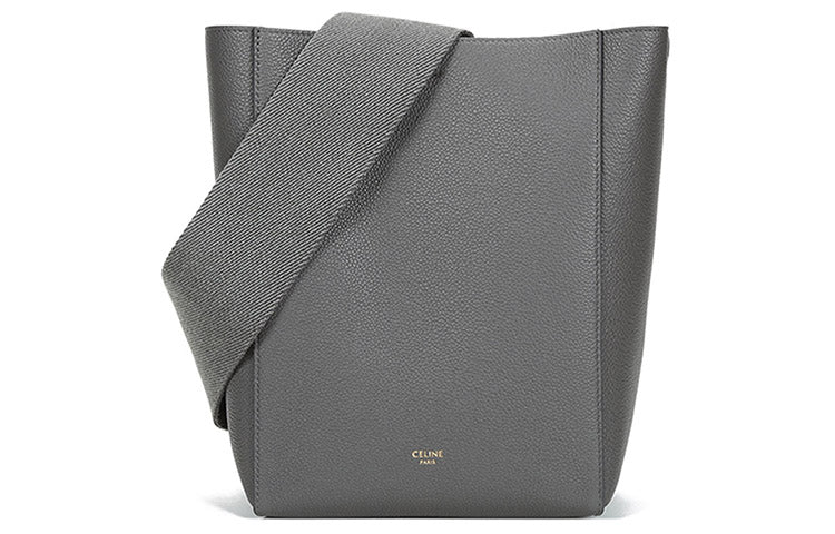 CELINE Cow Leather Bucket Bags Shoulder Bags Women's Candy Color Gray