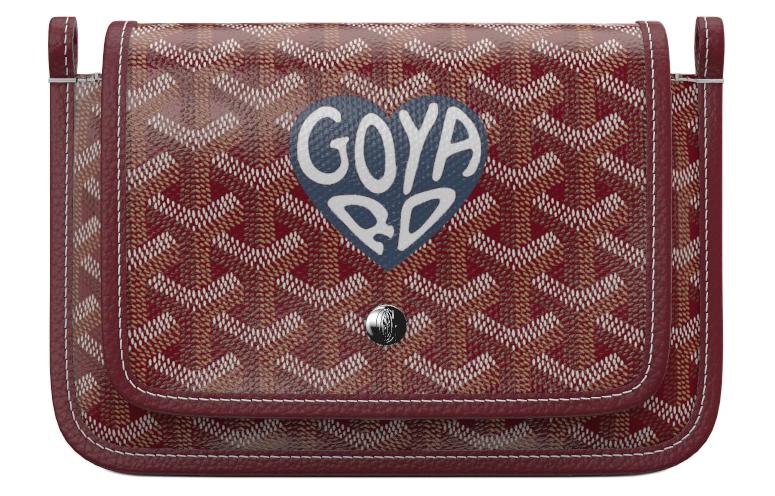 GOYARD Canvas With Leather Envelope Bag Crossbody Bag Shoulder Bag Unisex Burgundy & Dark Blue Small Heart