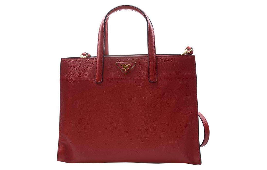 PRADA Cow Leather Shoulder Bag Crossbody Bag Handbag Women's Red