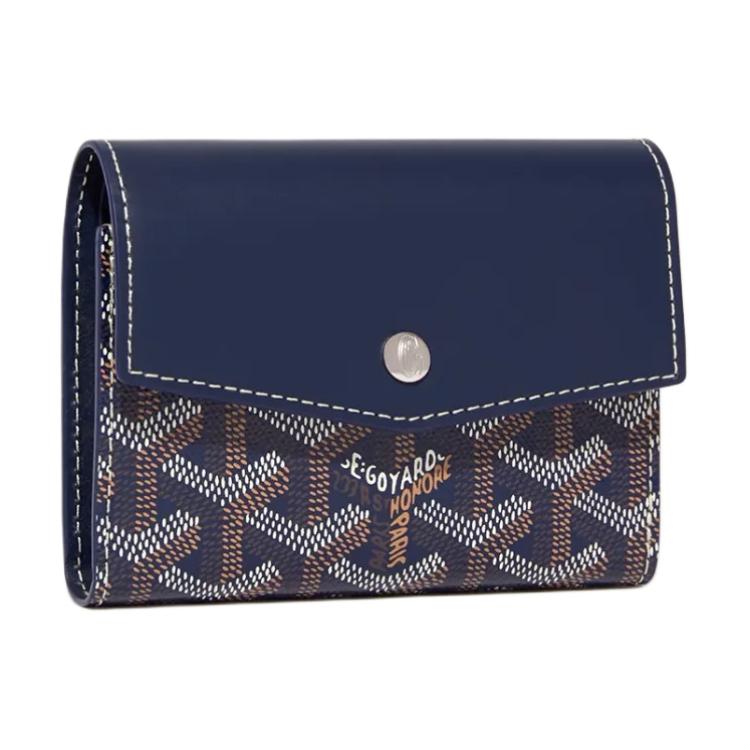 GOYARD Canvas With Calfskin Wallet Unisex Marine Blue