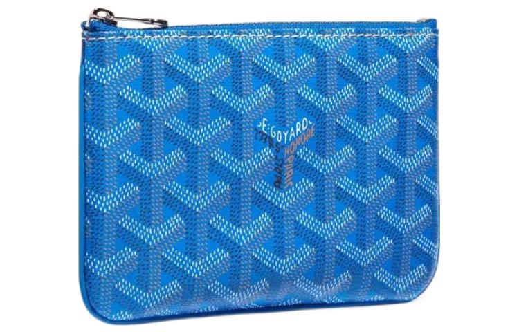 GOYARD SENAT Canvas With Calfskin Wallet Card Holder Clutch Mini Unisex Blue