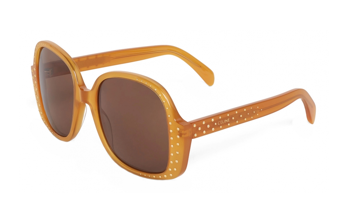 CELINE Acetate Metal Irregular Shape Sunglasses Unisex Yellow