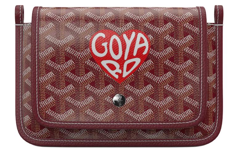 GOYARD Canvas With Leather Envelope Bag Crossbody Bag Shoulder Bag Unisex Burgundy & Red Small Heart
